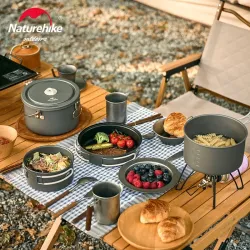 Ensemble de casseroles en aluminium NATUREHIKE - Antiadhésives, portables, pour le camping et les pique-niques